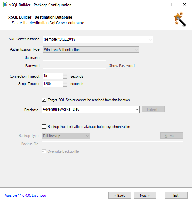 Synchronizing an existing target database