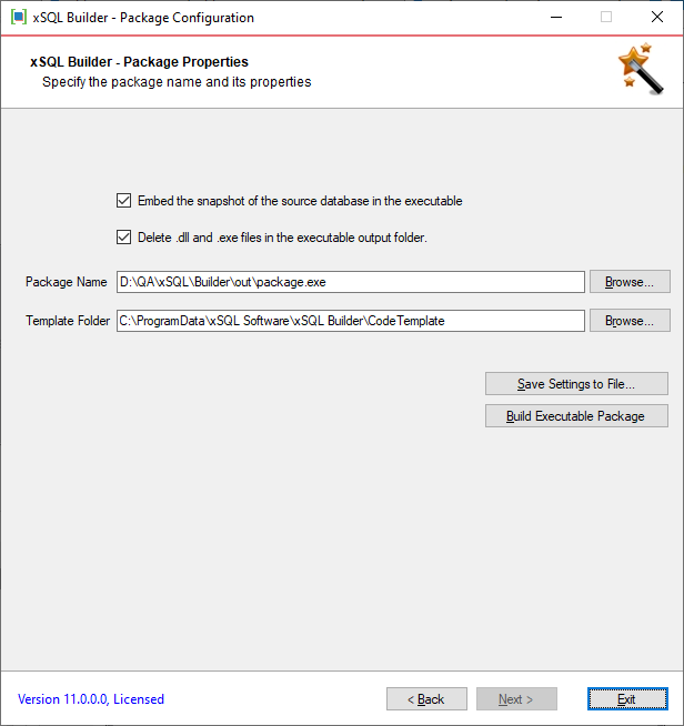 Generating the executable package