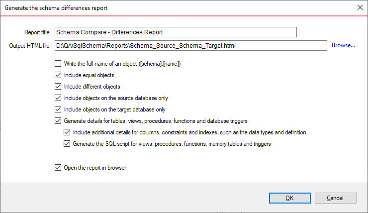 Schema Differences Report